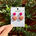 Terra Cotta Floral Heart Dangling Earings