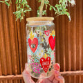Sacred Heart Design with Love & Amor Glass Cup